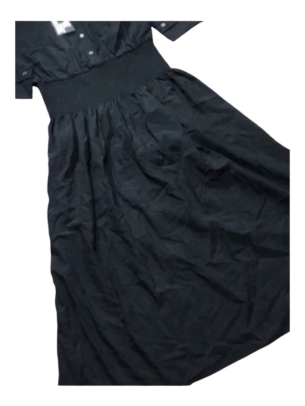 Future Collective - NWT - Long-Sleeve Black Smocked-Waist Midi Dress - Picture 3 of 3
